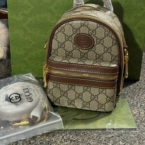 Beige and Brown Mini Backpack